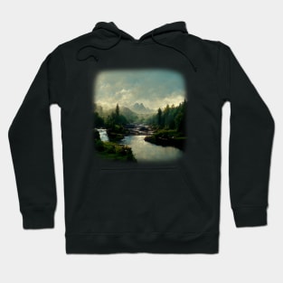 Forest River Landscape Romanticism Artwork, Wilderness Hoodie